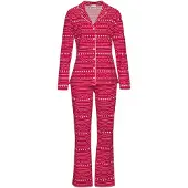 LASCANA Pyjama 'XMas Dog Classic' punainen / valkoinen