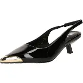 Bianco Biakristin Kitten Heel Slingback Metal Toecap Patent - Black - 37