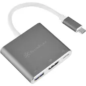 Silverstone 3.1 Gen1 USB-C -hubi, HDMI + USB-A + USB-C PD2.0 100W, hiilen harmaa