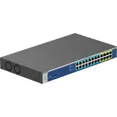 Netgear GS524UP, Hallitsematon, Gigabit Ethernet (10/100/1000), Täysin kaksipuolinen, Power over Ethernet -tuki, Telineasennus