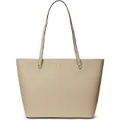 Ralph Lauren Crosshatch Leather Medium Karly Tote - Cream - ONE SIZE