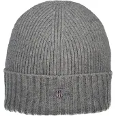 Gant Unisex. Shield Wool Beanie - Grey - ONE SIZE