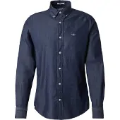 Gant for man. 3000402 Slim Fit Shirt Indigo navy indigo (M), Casual, Cotton, Classic, Long sleeve
