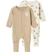Name it Nbnnightsuit 2P Zip Ff Jet Bear Noos - Beige - 68