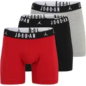 Jordan Bokserishortsit 'FLIGHT Cotton Core Boxer Briefs' meleerattu harmaa / punainen / musta / valkoinen