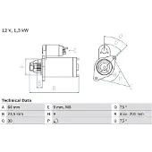 Bosch Starttimoottori - Fiat - Opel - Peugeot - Alfa romeo - Lancia