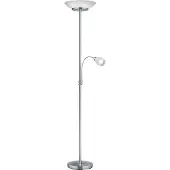 TRIO Gerry lattiavalaisin lukuvalolla E27+E14 180cm harjattu teräs