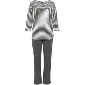 H.I.S. Pyjama tummanharmaa / valkoinen