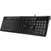 Genius Slimstar 230 keyboard + mouse, US keyboard, multimedia, slim type wired (USB), black
