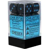 Chessex Dice Set 12xD6 16mm, Speckled Blue Stars with Blue Pips