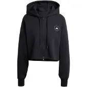 Adidas By Stella Mccartney Urheilullinen collegetakki 'Sportswear Cropped' musta / valkoinen