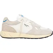 Pepe Jeans for man. PMS60036 Marlon Divided leather trainers white, grey (46), Flat, Suede, Laces, Casual