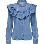 ONLY Onlindigo Ls Frill Dnm Shirt Qyt Noos - Blue - L