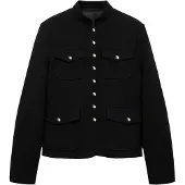 Mango Jacket Pockets With Button Detail - Black - XS