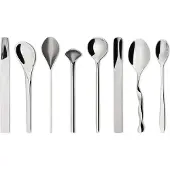 Alessi Set Of 8 Coffee Spoons In 18/10 Stainless Steel, Mirror-Polished - Silver - ONE SIZE