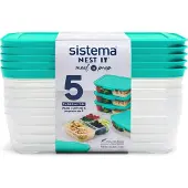 Sistema Kolmiosainen ruokarasia 5-pakkaus 1,9 l, Sistema