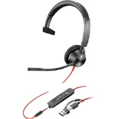 HP Poly Poly Blackwire 3315 -monokuuloke + USB-C - USB-A -sovitin, musta