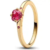 Pandora Heart 14K Gold-Plated Ring With Cherries Jubilee Red Crystal - Gold - 48