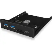Icy Box Sisäinen 3.0 USB-A/C -hubi + mSD- + SD -kortinlukija 3.5" laitepaikkaan, musta