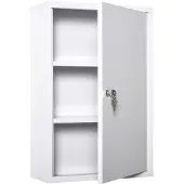 EStore Lukittava ensiapukaappi valkoista terästä, 3 lokeroa