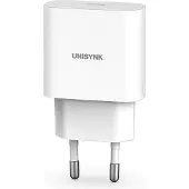 Unisynk USB-C Slim Wall Charger 20W - Virtalähde, valkoinen
