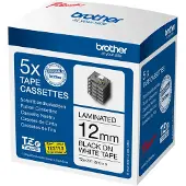 Brother TZE-231 BLACK ON WHITE 12 MM MULTIPACK OF TAPES (5 PACK) (TZE231M5)