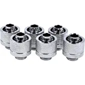 Alphacool 16/10mm Eiszapfen ruuviliitin, suora, G1/4, 6-pack, hopea