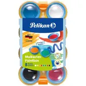 Pelikan 723122, Musta, Sininen, Ruskea, Vihreä, Oranssi, Punainen, Valkoinen, Keltainen, Vesivärimaali, Kova, 1 kpl