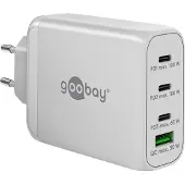 Goobay 100W GaN-moniporttinen pikalaturi - 3x USB-C, USB-A - valkoinen