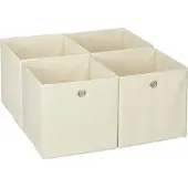 Relaxdays 4 kpl taittolaatikoita 30x30x30cm setti, beige/hopea väri