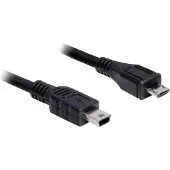 DeLOCK 1m USB2.0 microB/miniB, 1 m, Micro-USB B, Mini-USB B, USB 2.0, Uros/uros, Musta (83177)