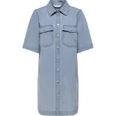 ONLY Onlbelle S/S Button Dress Dnm Gua Noos - Blue - XS