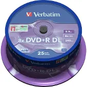 Verbatim DVD+R DL 8,5GB/240min, 8x, spindle, 25kpl
