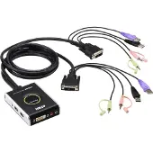 Aten KVM-switch, 1-2, DVI-D/USB, 1,2m kablar