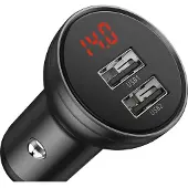Baseus Digital Display autolaturi 4 8A x 2 USB - Harmaa