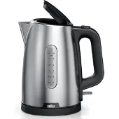 Braun PurShine WK102AI-WK1500BK, 1,7 L, 2200 W, Musta, Ruostumaton teräs, Metalli, Veden tason ilmaisin, Ylikuumenemissuoja