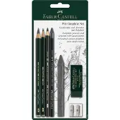 Faber-Castell Pitt Graphite set - Värikynä- ja lyijykynäsarja - grafiitti - 2B, 6B - 5 kpl
