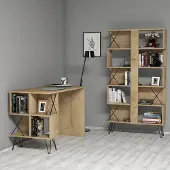 Hannah Home Työpöytä kirjahyllyllä Extra - tammi