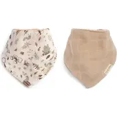 Filibabba Bandana Bib 2 Pack Gots - Little Wonders + Warm Grey - Beige - ONE SIZE