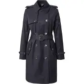 Ralph Lauren for woman. 297967122003 Navy cotton blend double-breasted trench coat (L), Casual, Classic