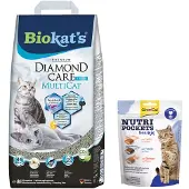 Biokats 8l Biokat's Diamond Care MultiCat Fresh -kissanhiekka + GimCat-herkut 50 g