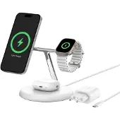Belkin BoostCharge Pro Qi2 3-in-1 langaton magneettinen latausasema 15 W, valkoinen