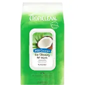 Tropiclean korvien puhdistuspyyhkeet lemmikeille, deodorantti, 50 kpl - korvien puhdistuspyyhkeet koirille ja kissoille