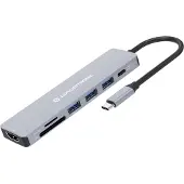 Conceptronic DONN19G, Langallinen, USB 3.2 Gen 1 (3.1 Gen 1) Type-C, 100 W, Harmaa, MicroSD (TransFlash), SD, 5 Gbit/s