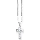Thomas Sabo Necklace cross with white stones silver