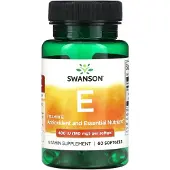 Swanson Health E-vitamiini, 400 IU - 60 pehmeää kapselia