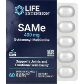 Life Extension SAMe S-Adenosiili-Metioniini, 400 mg - 60 enteropäällysteistä tablettia
