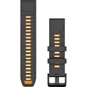 Garmin QuickFit silikoniranneke 22 mm, grafiitti/oranssi