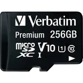 Verbatim 256GB MicroSDHC -muistikortti, UHS-1 C10, jopa 90/10 MB/s, SD-adapterilla