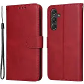 SKALO Samsung A55 5G PU-nahkainen Lompakkokotelo - Punainen